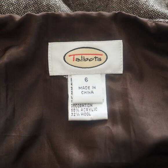 Talbots Brown and Gray Wool Blend Skirt with Crocheted Lace Hem Lined Size 6 - Picture 7 of 15